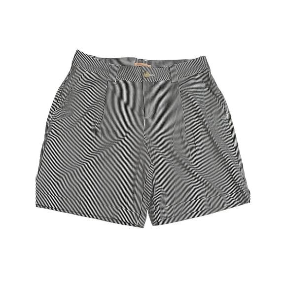 Gibson Latimer Women’s Shorts pinstripes blue white cuffed pockets Sz 12 casual - Picture 1 of 9